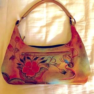 Anuschka bag. Leather. Beautiful, unique, chic, one of a kind, hand painted.